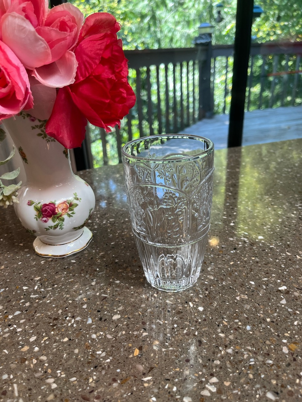 Princess House Embossed Glass tumbler - new Classic Elegant Design set of 4